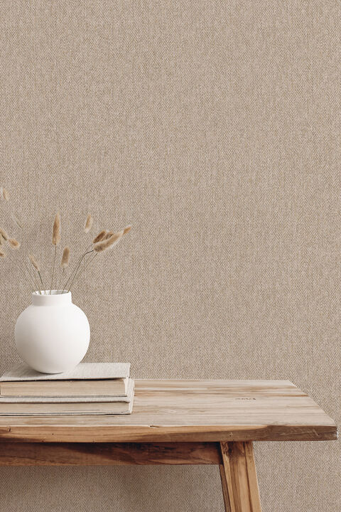 Herringbone Neutral Tweed Wallpaper (Set of 2)
