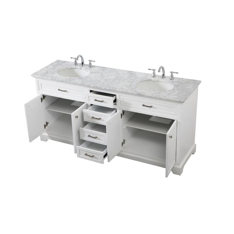 Elegant Kitchen and Bath 72 inch double bathroom vanity in white