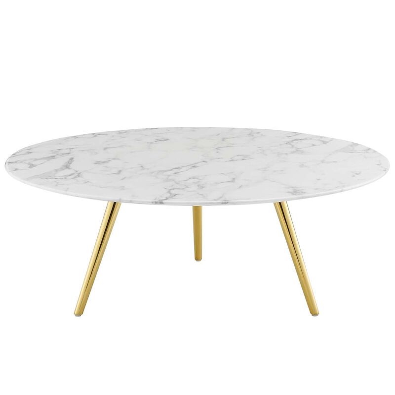 Lippa 40" Round Faux Marble Coffee Table with Tripod Base image number 0