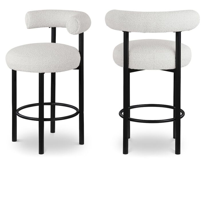 Meridian Furniture Bordeaux Boucle Fabric Stool, Set of 2