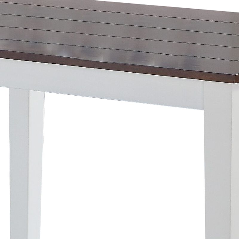 48 Inch Wood Dining Table, Plank Top, 4 Seater, White, Walnut Brown-Benzara