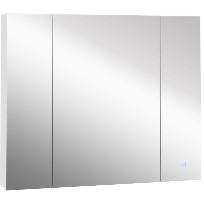White Bathroom Organizer: LED Mirror Cabinet with USB & 3 Doors