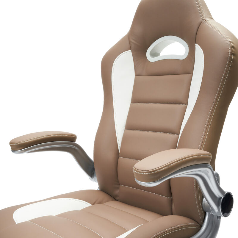 Streamdale High Back Executive Sport Race Office Chair With Flip-Up Arms, Camel image number 7