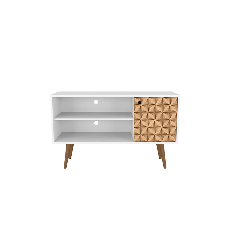 Liberty Small TV Stand in White and Brown Pattern
