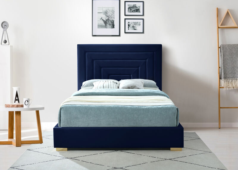 Meridian Furniture Nora Navy Velvet Queen Bed