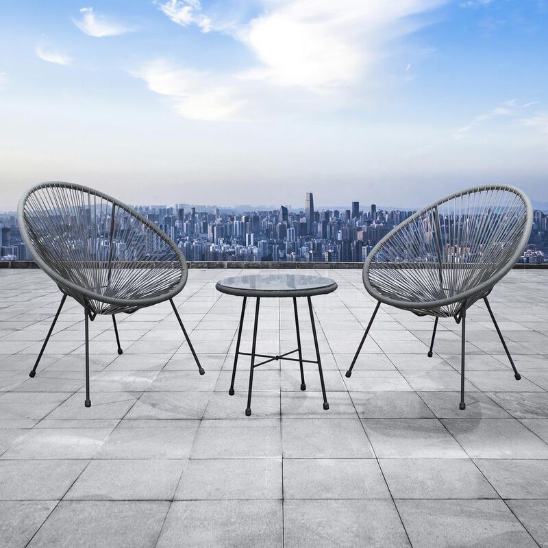 DUKAP Sassio 3 piece Conversation Patio Set - Black