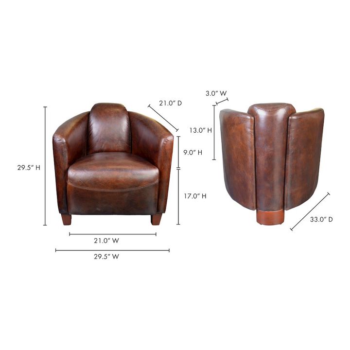 Moe's Salzburg Club Chair Dark Brown Leather