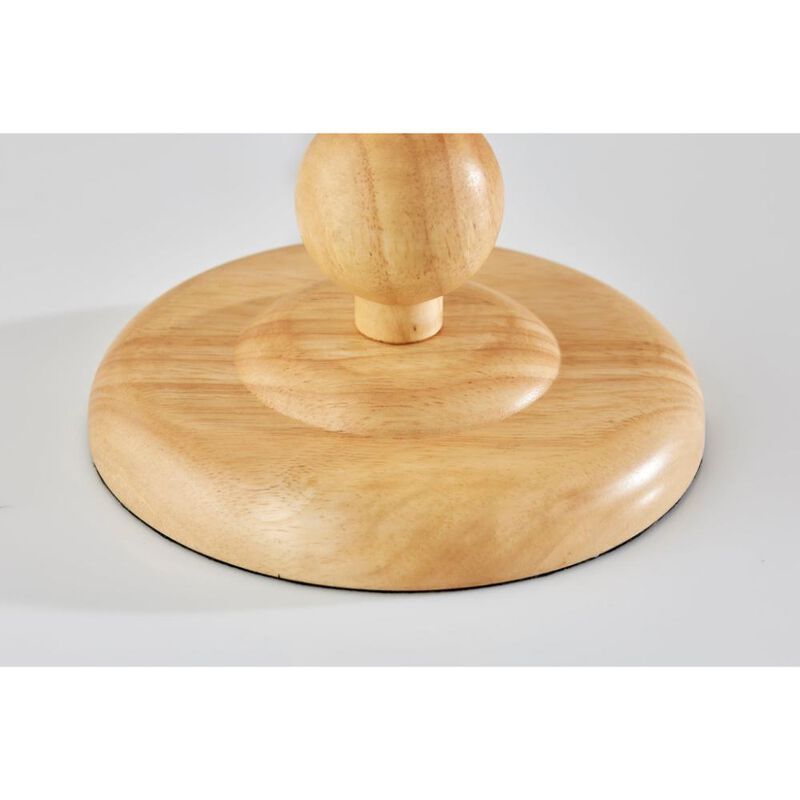 Hivvago 28" Brown Solid Wood Candlestick Table Lamp With Off White Drum Shade