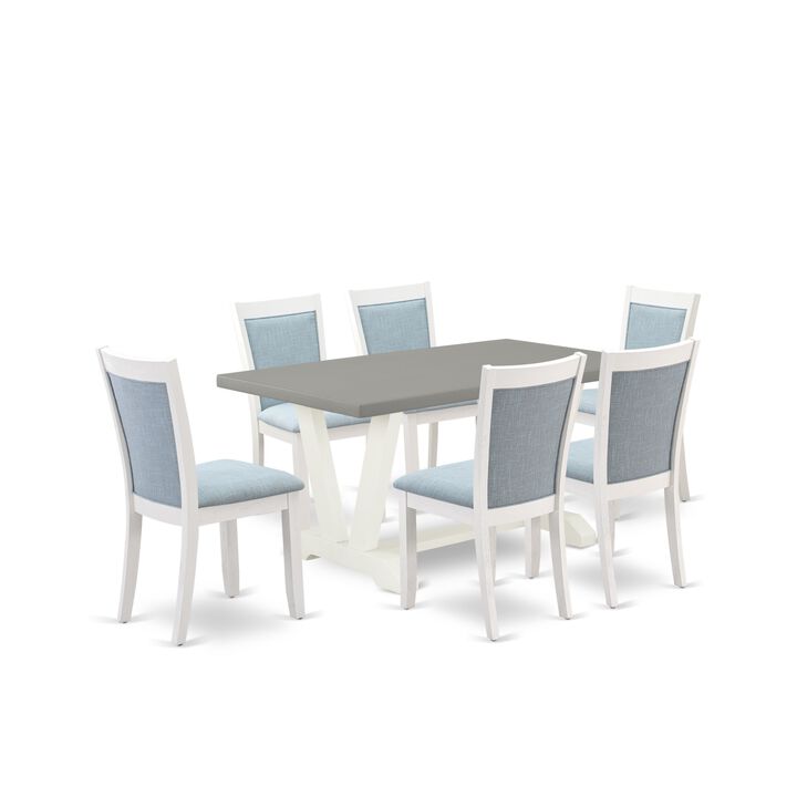 East West Furniture V096MZ015-7 7Pc Dining Set - Rectangular Table and 6 Parson Chairs - Multi-Color Color