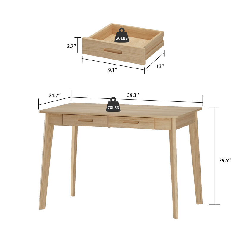 21.7 in. H Retangular burlywood Wood 2 Drawer Computer Desk