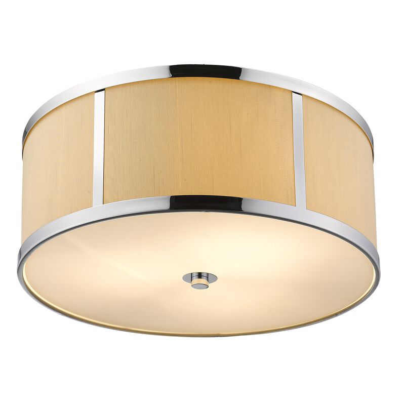 Hivvago Butler 3-Light Polished Chrome Pendant With Coarse Cream Linen Shade And Opal Acrylic Diffuser