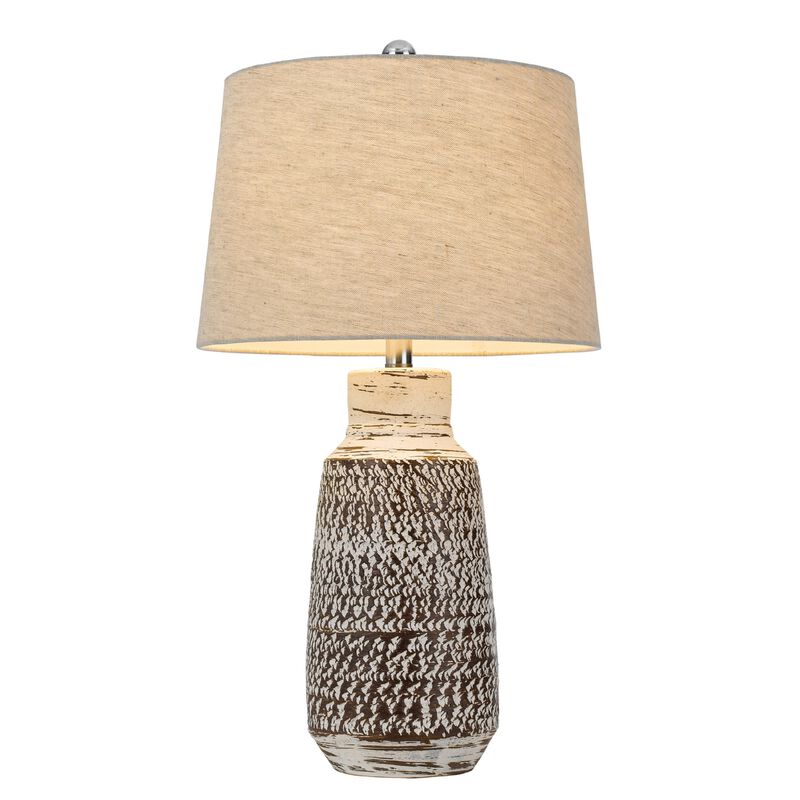 Bora Table Lamp Set of 2, Burlap Shade, Brown Ceramic, Distressed White image number 2