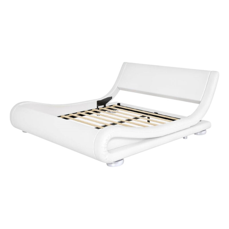 Upholstered Platform Bed with Sleigh Curved Headboard, Modern Bedroom Design