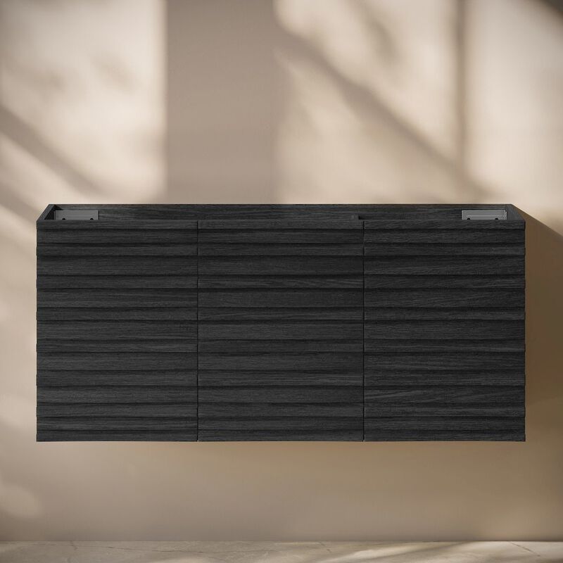 Cascade 48" Wall-Mounted Bathroom Vanity Cabinet without Top in Black Oak image number 5