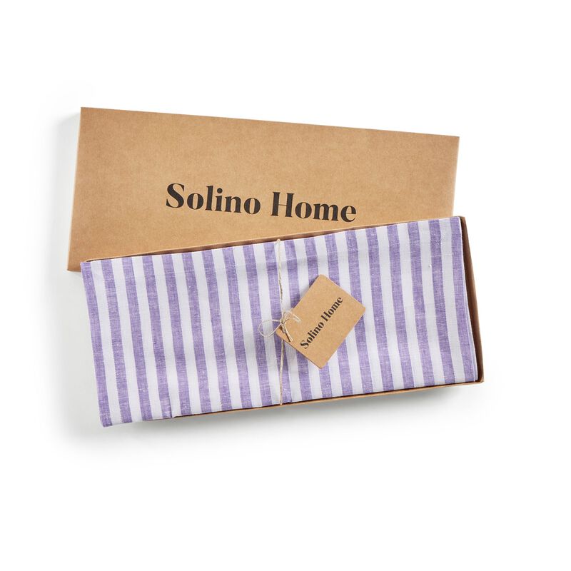 Solino Home Amalfi Stripe 100% Linen Table Runner &ndash; Handcrafted, Machine Washable, Perfect for Holiday and Everyday Dining