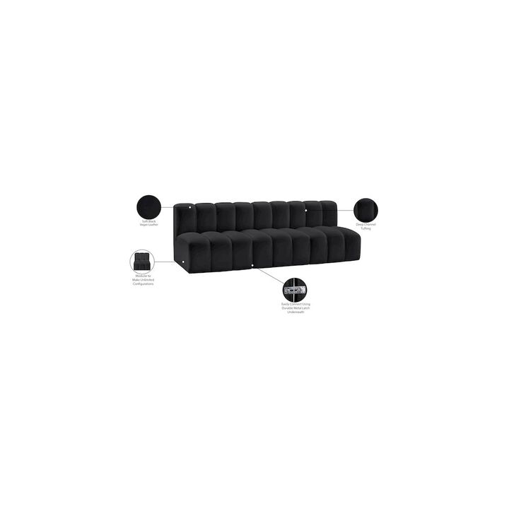 Meridian Furniture Arc Black Vegan Leather Modular Sofa