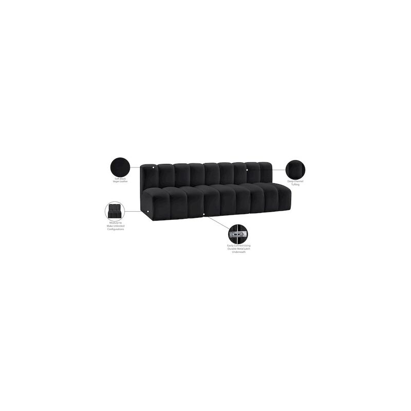 Meridian Furniture Arc Black Vegan Leather Modular Sofa