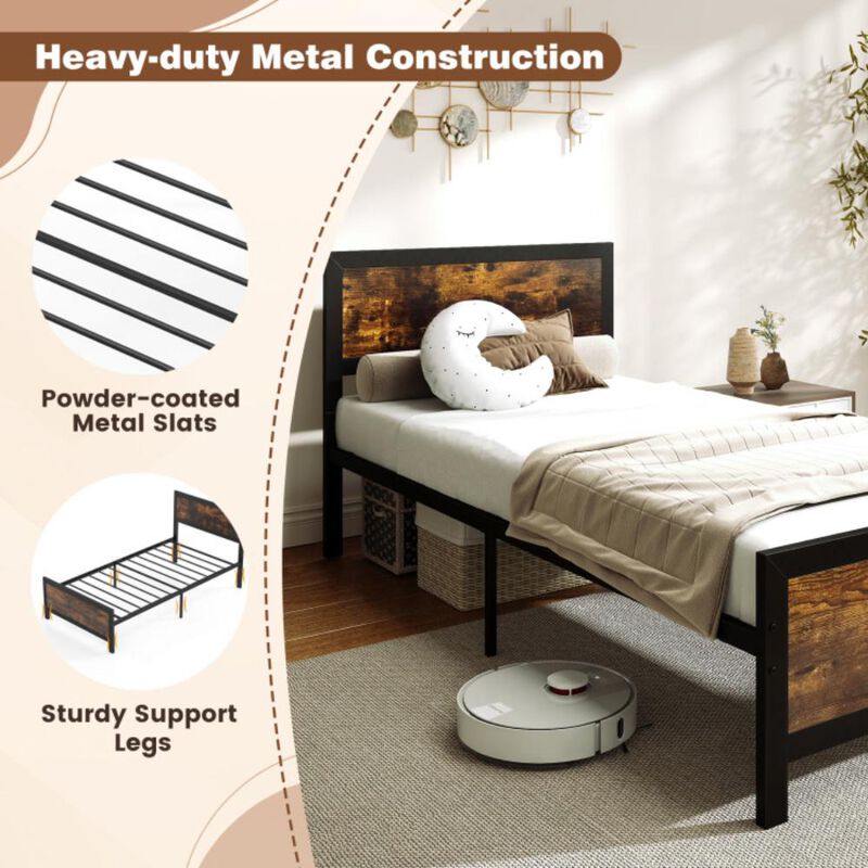 Hivvago Metal Bed Frame with Headboard and Footboard