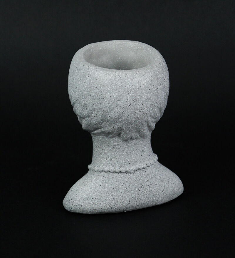 Set of 2 Roaring 20's Flapper Lady Gray Concrete Head Mini Planter 6 Inches Tall image number 2