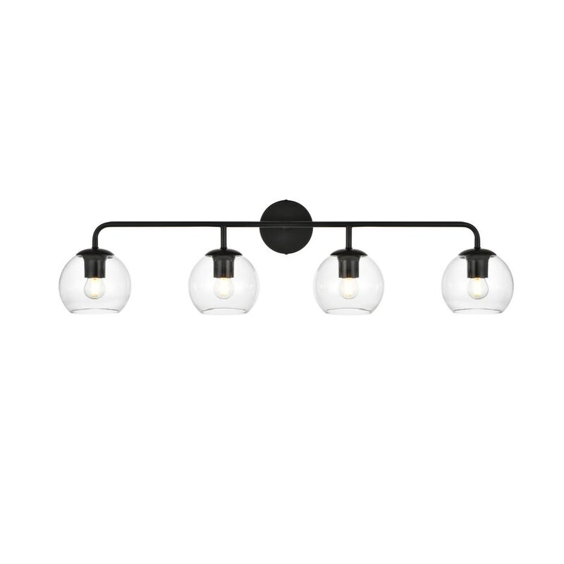 Living District Genesis 4 light Black and Clear Bath Sconce