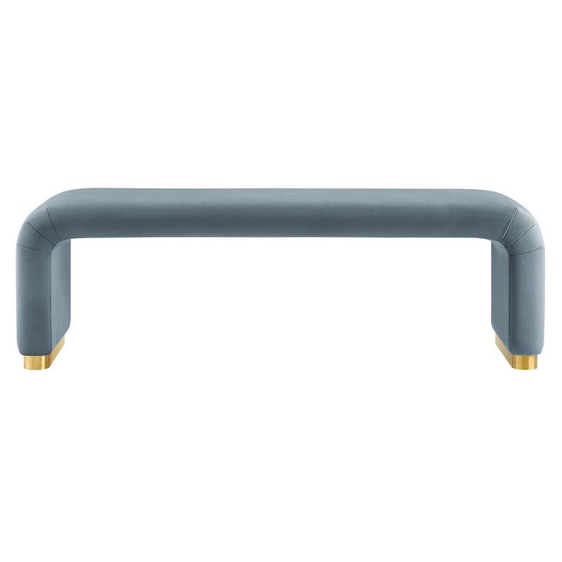 Modway EEI-6734-BRA-CAB Koda Performance Velvet Waterfall Long Bench, Brass Cadet Blue image number 4