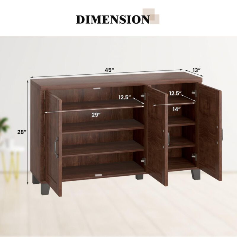 Hivvago 3-Door Buffet Sideboard with Adjustable Shelves and Anti-Tipping Kits