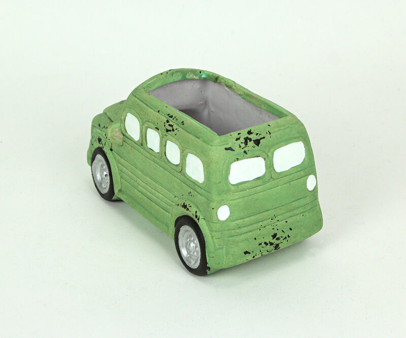 Distressed Green Finish Travel Camper Ceramic Planter Succulent Pot Garden Decor image number 2