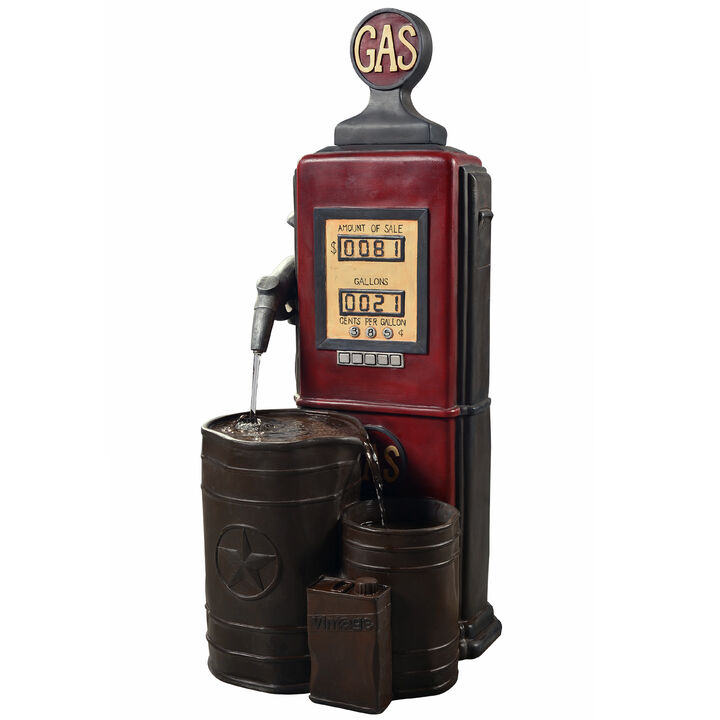 Vintage Gas Pump Outdoor Water Fountain, Multi