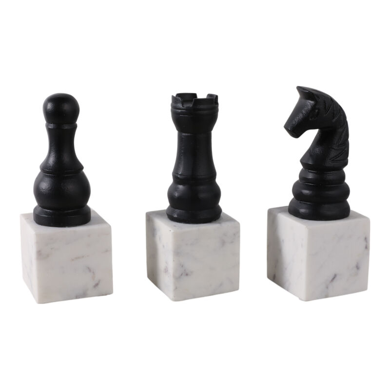 S/3 9" Chess Pieces On Marble image number 1