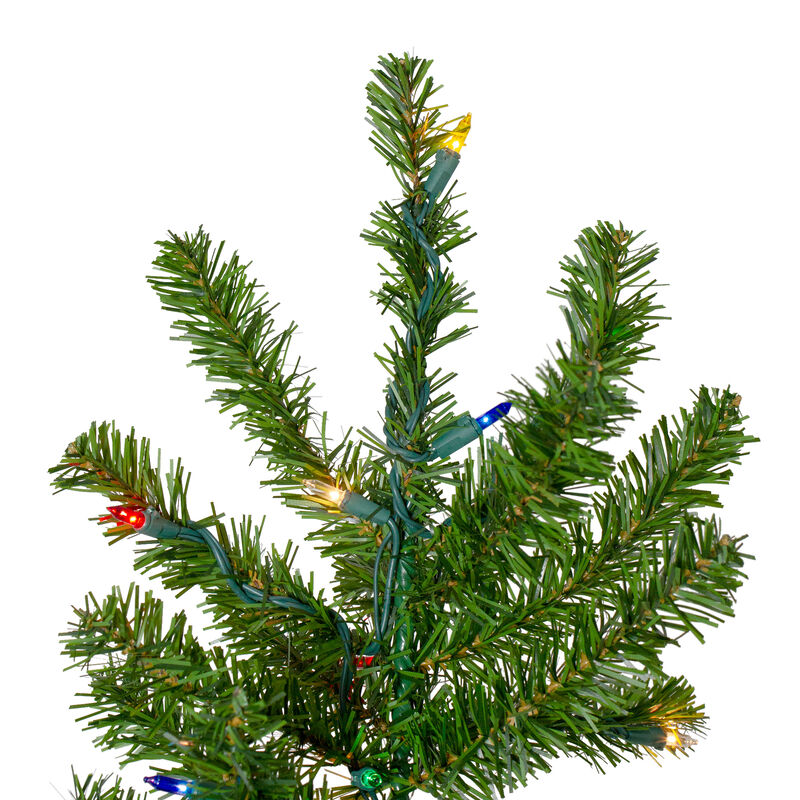 7.5' Pre-Lit Canadian Pine Slim Artificial Christmas Wall Tree - Multicolor Lights