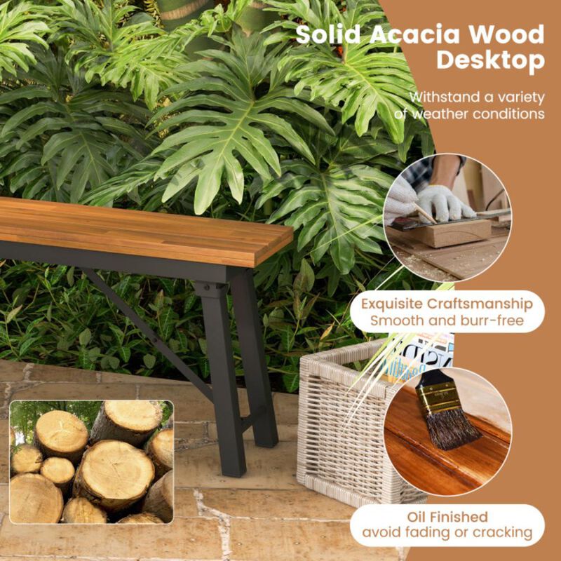 Hivvago Folding Picnic Bench Set Rectangular Acacia Wood Dining Camping BBQ Benches