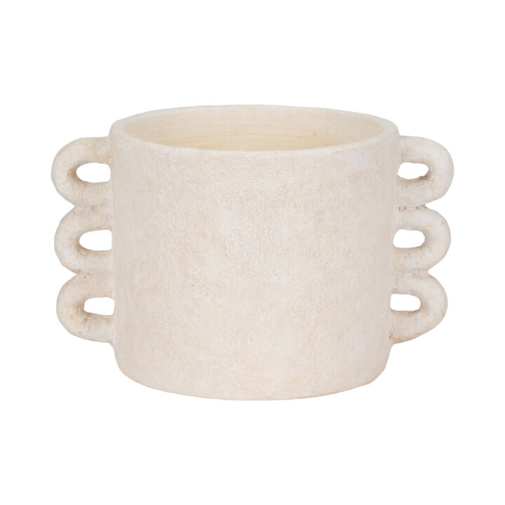 13" White Arch Handle Planter