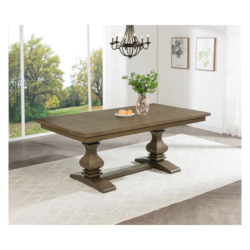 Best Quality Furniture Traditional Rustic Oak Color Wood Dining Table