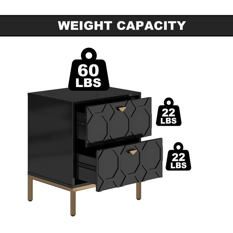 MONDAWE Modern Design 2 Drawer Wood Nightstand Stylish Accent Cabinet for Living Room,Bedroom
