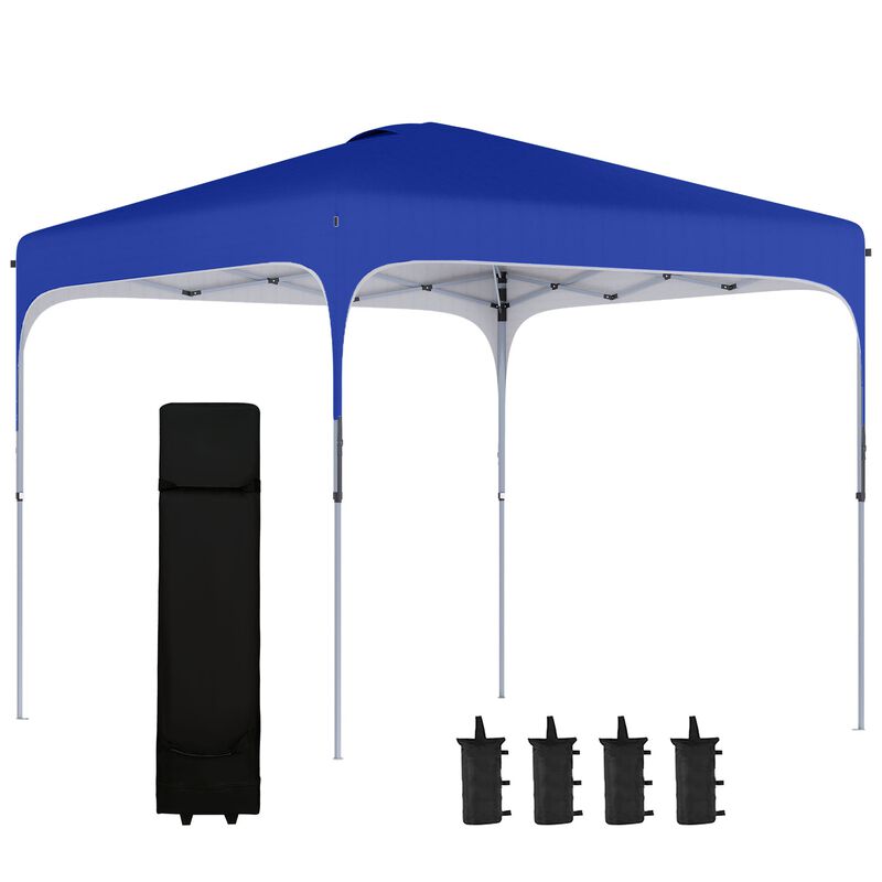 8' x 8' Pop Up Canopy with Adjustable Height, Foldable Gazebo Tent with Carry Bag, Wheels and 4 Leg Weight Bags for Outdoor, Royal Blue