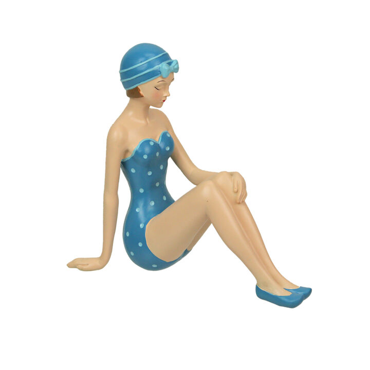 Vintage Bathing Beauty Statue, 8" Long - Elegance of Bygone Beach Era