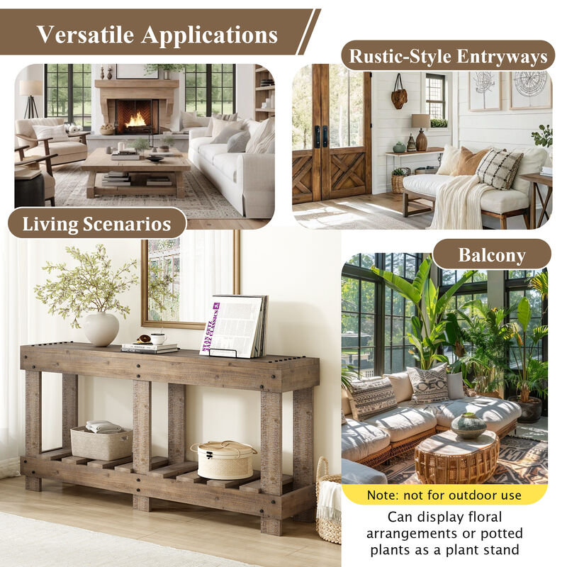 Merax Vintage Solid Cedar Wood Entryway Table