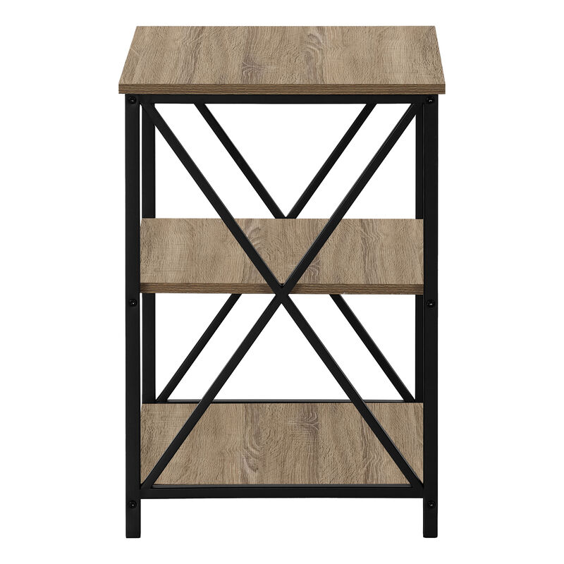 Monarch Specialties I 3597 Accent Table, Side, End, Nightstand, Lamp, Living Room, Bedroom, Metal, Laminate, Brown, Black, Contemporary, Modern image number 5