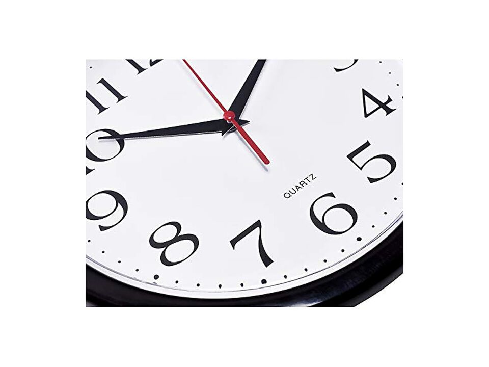 Black Sweep Wall Clock 10 Inch Silent Non Ticking Easy Read Battery Operated