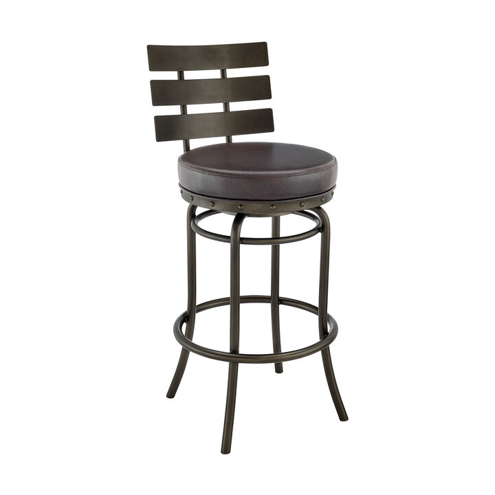 Natya Swivel or Stool in Black Finish with Grey Faux Leather