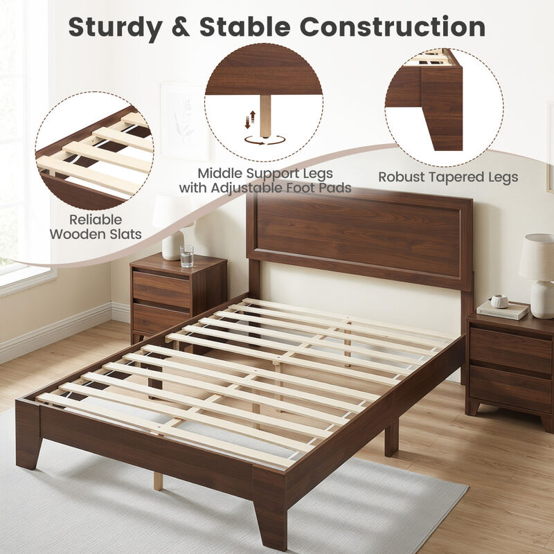 Full Size Upholstered Bed Frame with Headboard, No Box Spring Needed image number 6