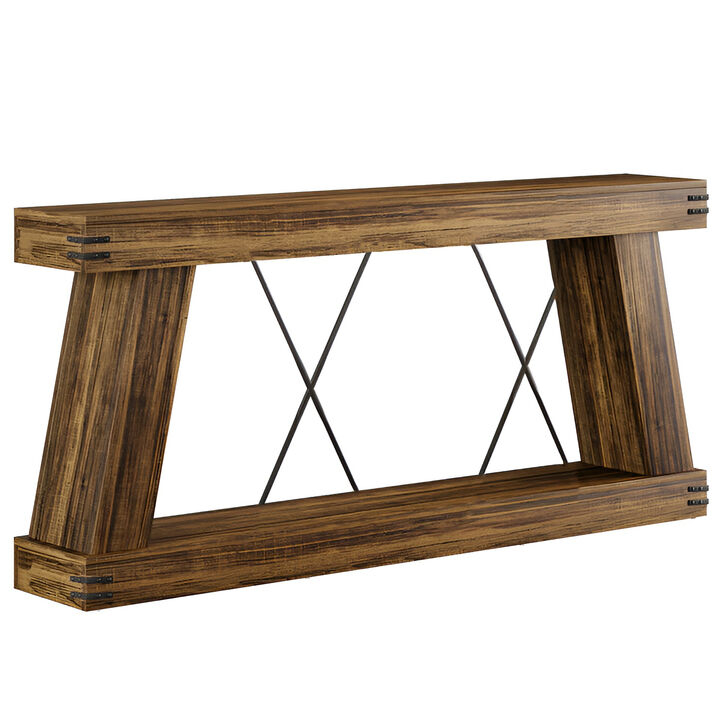 Farmhouse Console Table with Sturdy Base for Entryway or Living Room