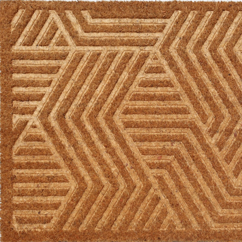 HomeRoots 18" X 30" Beige and White Coir Outdoor Door Mat image number 3