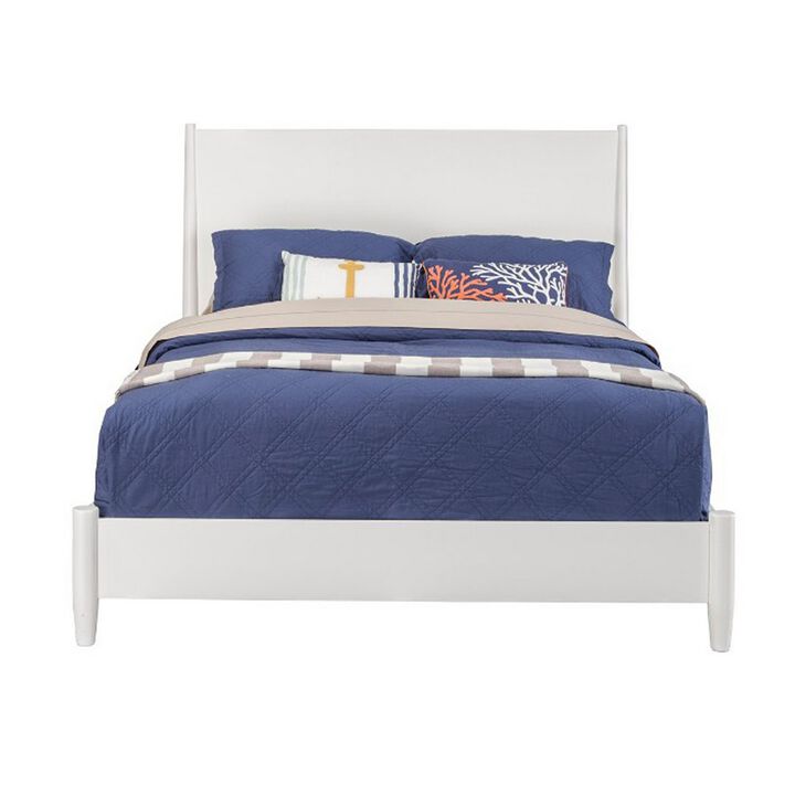 Flynn Mid Century Modern Standard King Panel Bed, White