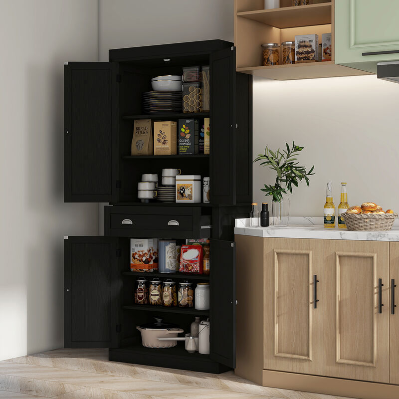 Hivvago Tall Kitchen Pantry Cabinet with Adjustable Shelves image number 1