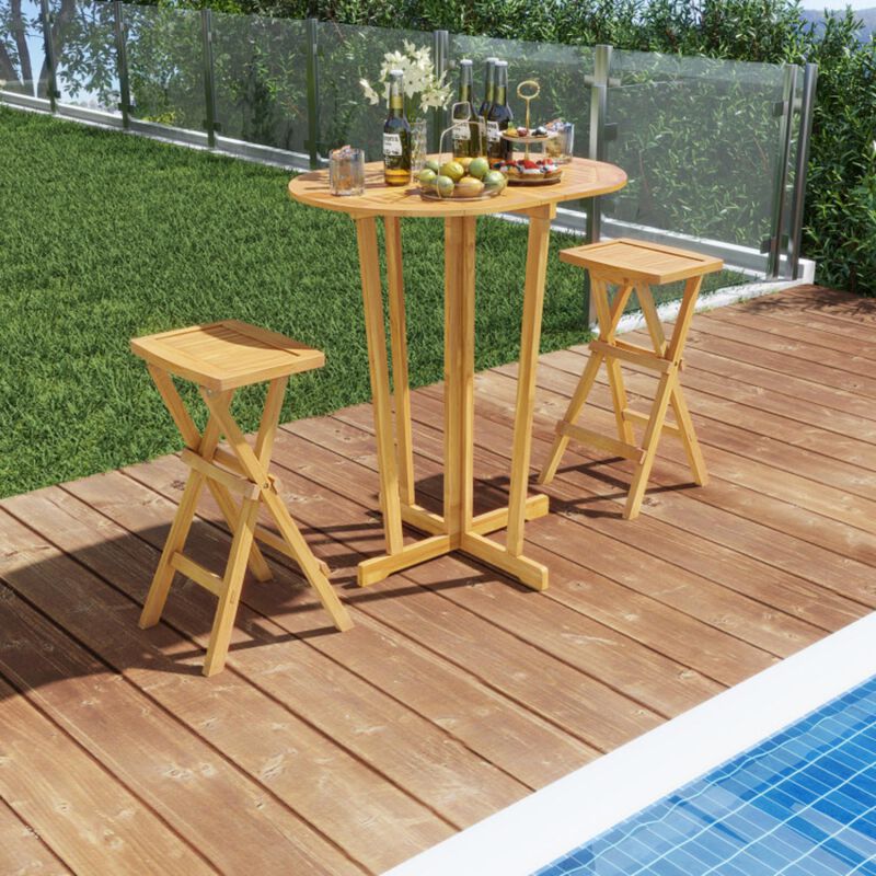 Hivvago Outdoor Folding Bar Table with Oval Tabletop and Cross Base