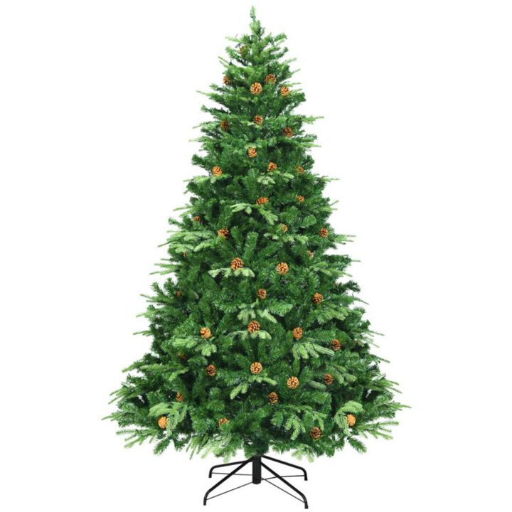 Decorative Artificial Holiday Tree with LED Lights and Pine Cones