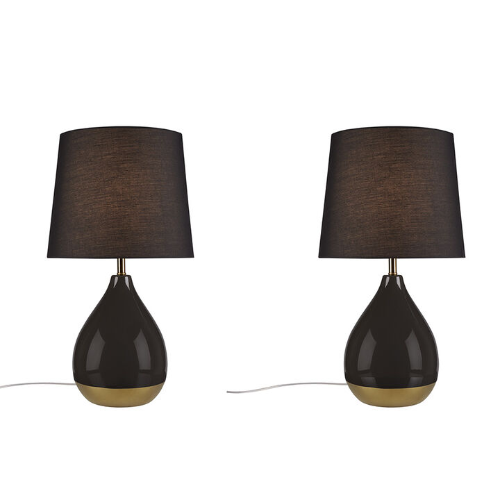 Gracie Mills Gibson Dual-Tone Elegance Ceramic Table Lamp Set of 2