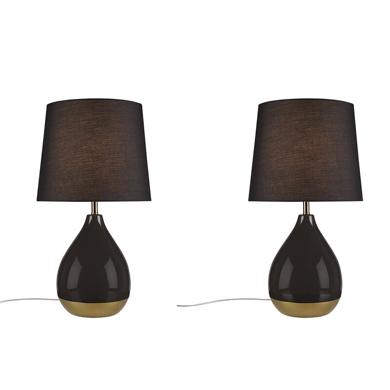 Gracie Mills Gibson Dual-Tone Elegance Ceramic Table Lamp Set of 2