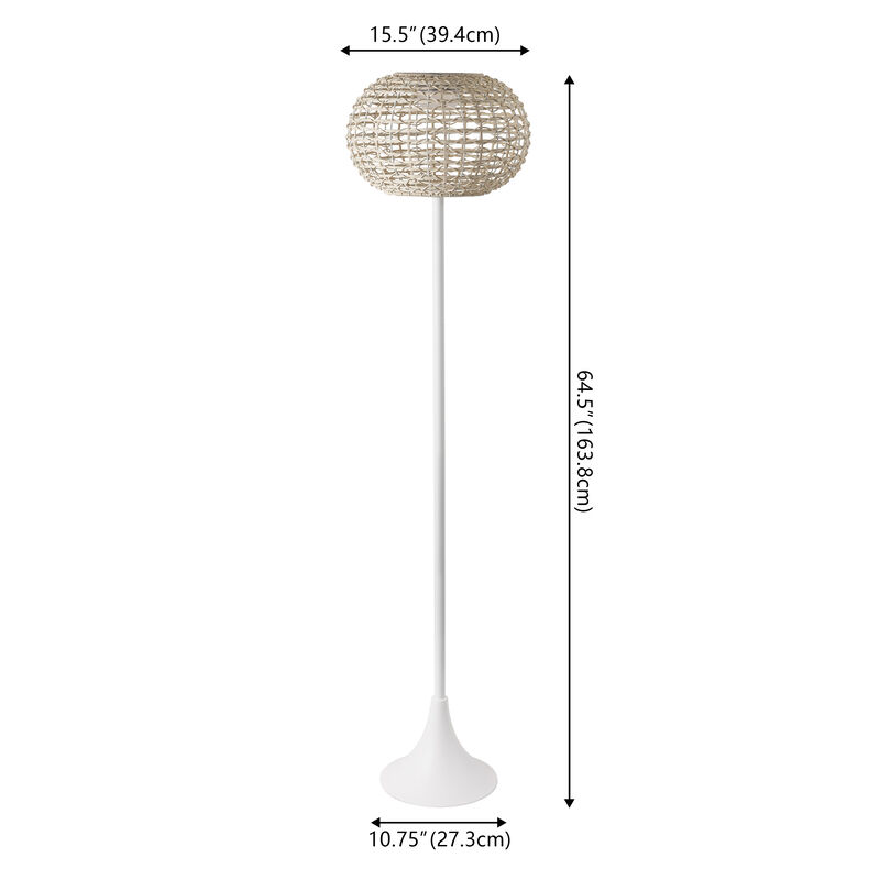 Jaemin 58" Modern Coastal Faux Rattan Integrated Indoor/Outdoor LED Solar Powered Floor Lamp